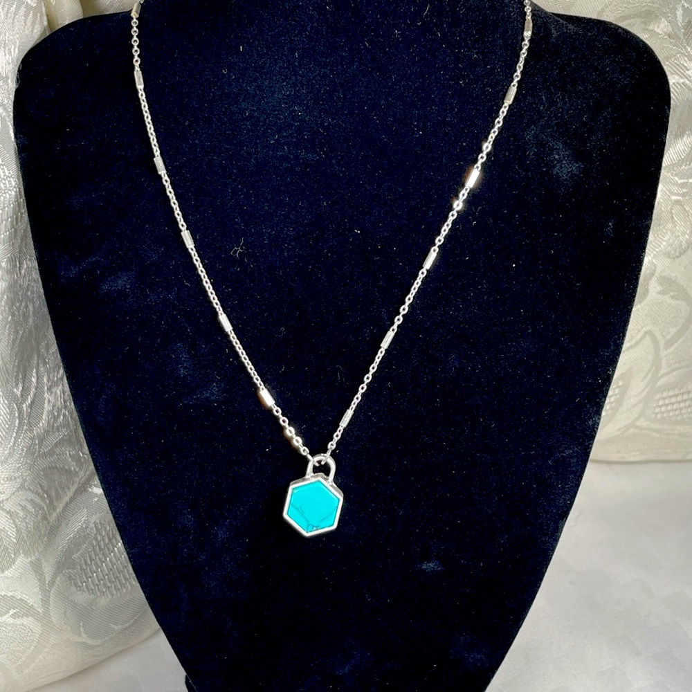 NEW! Turquoise Hexagon Pendant Necklace